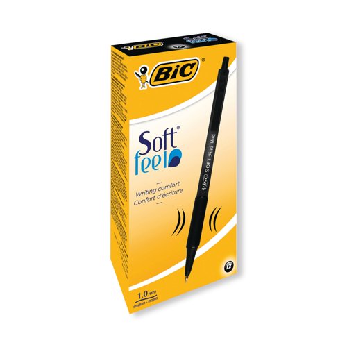 Bic SoftFeel Clic Retractable Ballpoint Pen Black (Pack of 12) 837397