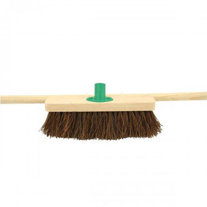 Bentley 12inch Stiff Bassine Broom Head with Handle & Push fit Plastic Bracket
