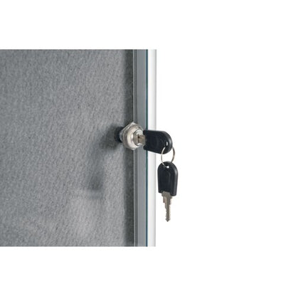 Bi-Office Enclore Felt Lockable Glazed Case Aluminium Frame Grey Felt 1160x35x981mm VT640103150