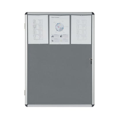 Bi-Office Enclore Felt Lockable Glazed Case Aluminium Frame Grey Felt 1160x35x981mm VT640103150