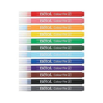 Berol Colour Fine Pen Water Based Ink Assorted (Pack of 12) S0672870