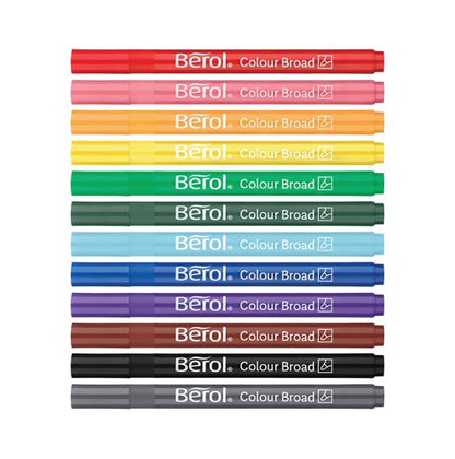 Berol Colour Broad Pen Water Based Ink Assorted (Pack of 12) S0672840