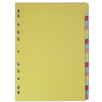 Elba 20-Part Card Divider Recycled Manilla A4 Assorted 400007438