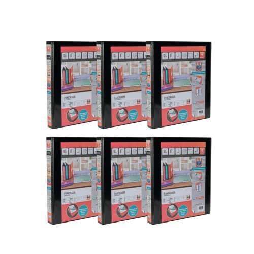 Elba Panorama 25mm 4 D-Ring Presentation Binder A4 Black (6 Pack) 400008414