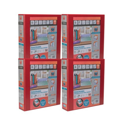 Elba Panorama 50mm 4 D-Ring Presentation Binder A4 Red (Pack of 4) 400008432