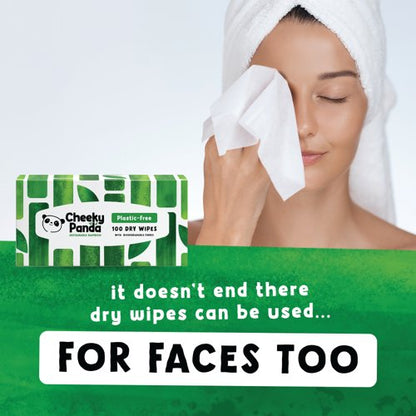 Cheeky Panda Biodegradable Bamboo Dry Wipes 100 Wipes (Pack of 6) DRYWX6
