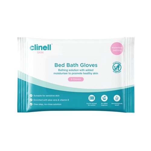 Clinell Carell Bed Bath Gloves (Pack of 8) CBBGL8
