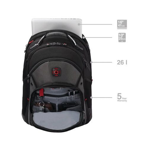 Wenger Synergy 16 Inch Laptop Backpack with Tablet Pocket Black 600635