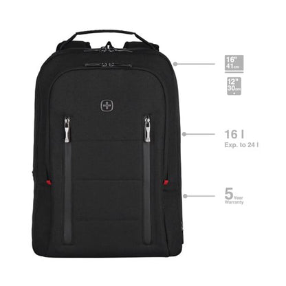 Wenger City Traveller Carry-On 16 Inch Backpack with Tablet Pocket Black 606490