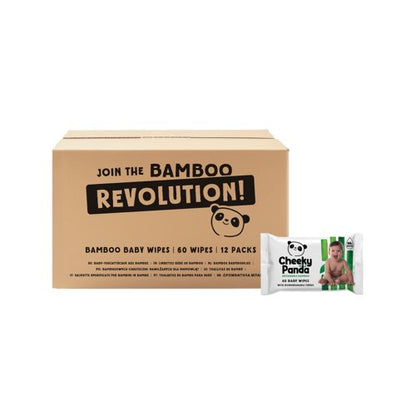 Cheeky Panda Sustainable Bamboo Baby Wipes x60 Wipes Unscented (Pack of 12) BABYW-GBR