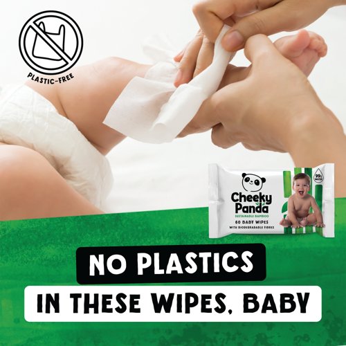 Cheeky Panda Sustainable Bamboo Baby Wipes x60 Wipes Unscented (Pack of 12) BABYW-GBR