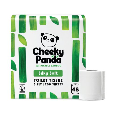 Cheeky Panda 3-Ply Toilet Tissue 200 Sheets Plastic Free (Pack of 48) PFTOILT48