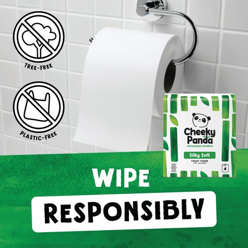 Cheeky Panda 3-Ply Silky Soft Toilet Tissue 200 Sheets 4 Rolls per Pack (Pack of 6) 1102181