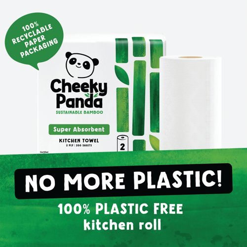 Cheeky Panda 2-Ply Plastic Free Kitchen Roll x2 Rolls (Pack of 5) PFKITCHRL10
