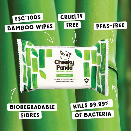 Cheeky Panda Antibacterial Multi Surface Wipes 90 Wipes (Pack of 6) 706117