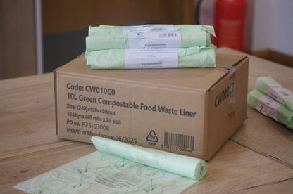Compostable Food Waste Liners 10L 26x40 Rolls (Pack of 1040) CW010C0