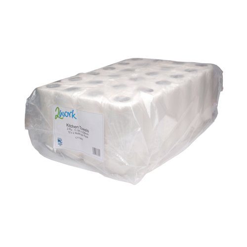 2Work Kitchen Roll White 12x2 (Pack of 24) CT73665