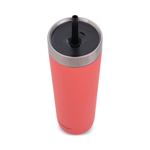 Contigo Luxe Stainless Steel Insulated Travel Tumbler/Straw 24oz Coral 2212920