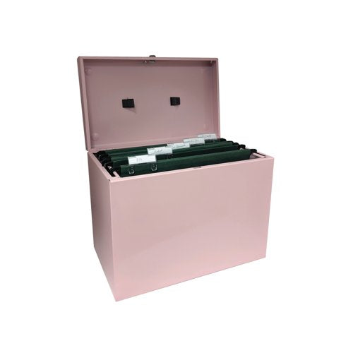 Cathedral File Box with 5 Suspension Files A4 Pastel Pink FPA4PP