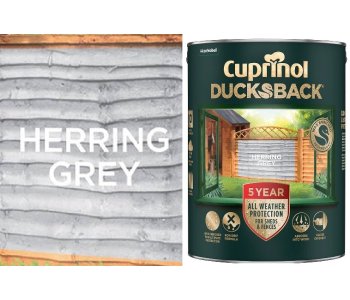 Cuprinol Ducksback Fence & Decking Stain | Herring Grey | Non Slip | Water Repellent | 5 Litre