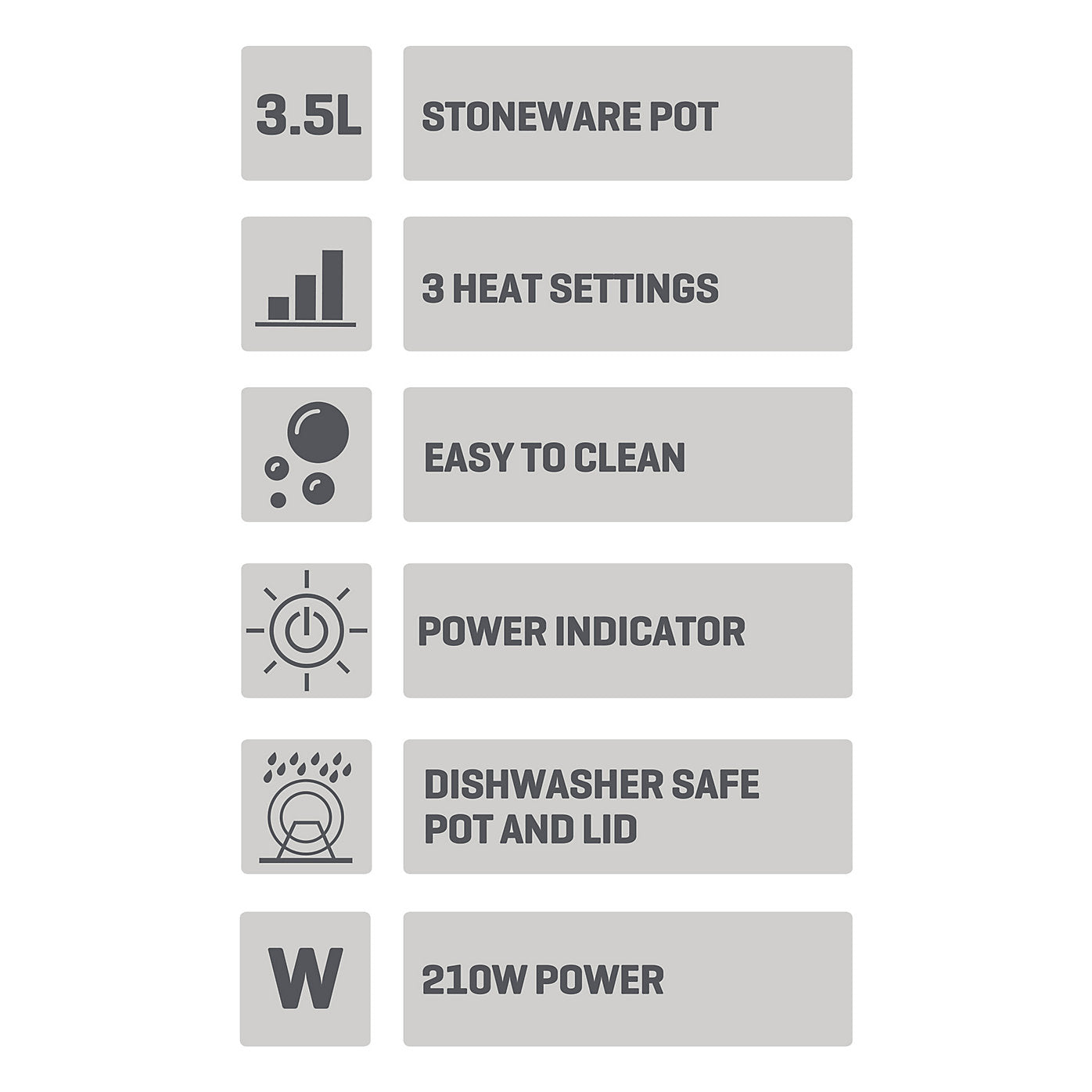 Daewoo 3.5 Litre Slow Cooker 210W Efficient Dishwasher Safe