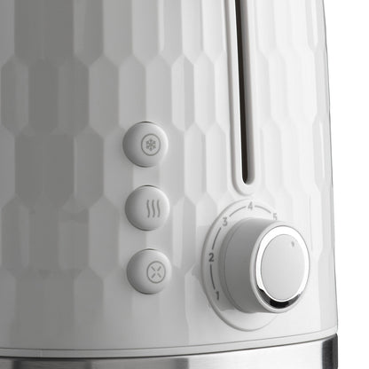 Daewoo Hive Toaster 2 Slice High Lift Handle 3D Embossed White&nbsp;