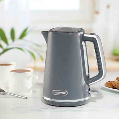 Daewoo Stirling Jug Kettle 1.7L Cordless Swivel Base 3KW Rapid Boil Grey