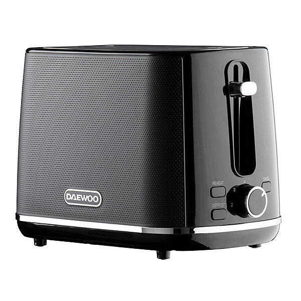 Daewoo Stirling Two Slice Toaster With Reheat Defrost and 7 Browning Functions Black