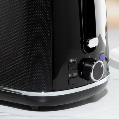 Daewoo Stirling Two Slice Toaster With Reheat Defrost and 7 Browning Functions Black