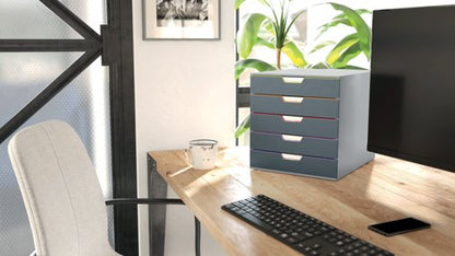 Durable VARICOLOR Desktop Organiser 5 Drawer Colour Coded Modular Storage A4+ 760527