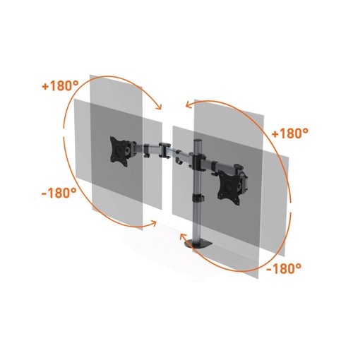 Durable Select Monitor Mount Arm for 2 Screens Up to 32 Inch with Desk Clamp Attachment 509523