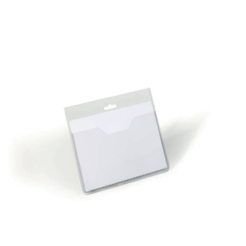 Durable Name Badge with Euro Perforation Partial Cover 60x90mm Transparent (Pack of 20) 8136/19