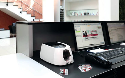 Durable DURACARD ID 300 ID Name Badge Card Printer with Ribbon and 100 Cards 891065