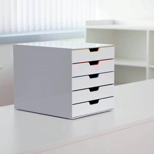 Durable VARICOLOR Desktop Organiser 5 Drawer Colour Coded Modular Storage A4+ 762527