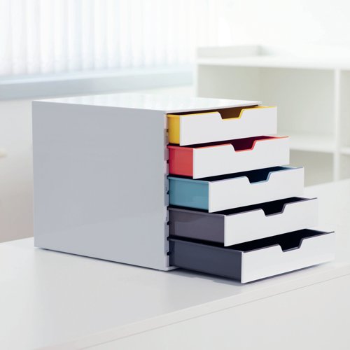 Durable VARICOLOR Desktop Organiser 5 Drawer Colour Coded Modular Storage A4+ 762527