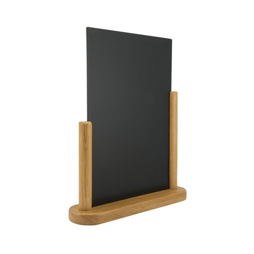 Deflecto Double Sided Medium Countertop Chalkboard Information Display Teak TCB-MED-TE