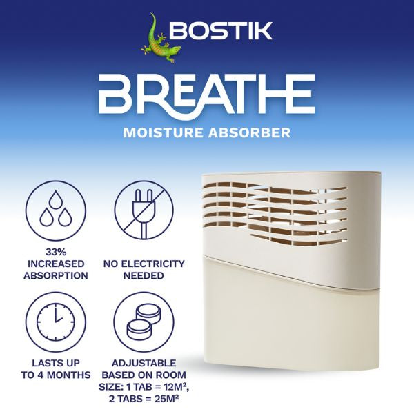 Bostik Breathe dehumidifier to eliminate moisture, Plus Refills Caravan,Home,Office.