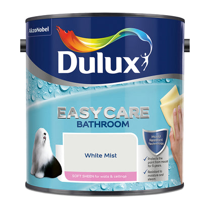 Dulux Easycare Bathroom Soft Sheen Paint - White Mist - 2.5L