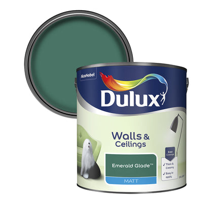 Dulux Walls & Ceilings Matt Emulsion Paint, Emerald Glade, 2.5 Litres