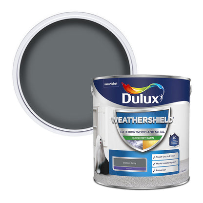 Dulux Weather Shield Quick Dry Satin Paint, 2.5 L - Gallant Grey