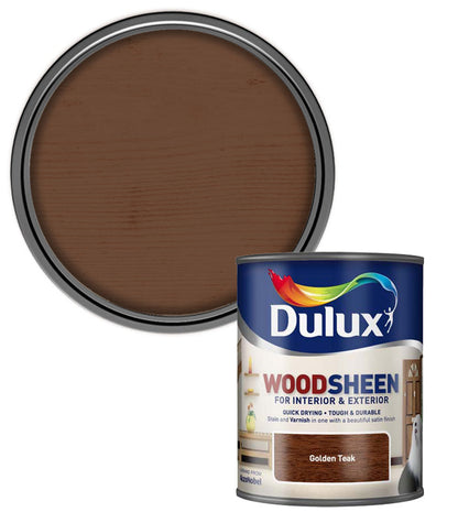 Dulux Woodsheen Stain & Varnish | Golden Teak | Interior or Exterior | 750ml