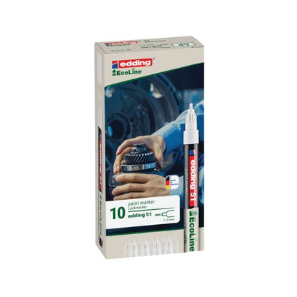 Edding E-51 Water-Based Paint Marker Fine White (Pack of 10) 4-51-049/10