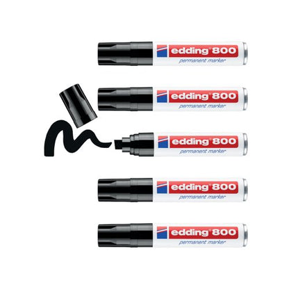 Edding 800 Chisel Tip Permanent Marker Extra Large Black (Pack of 5) 800/5-001