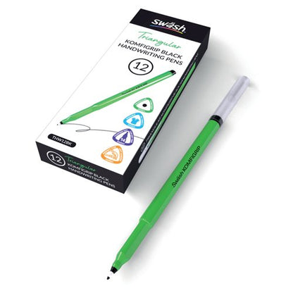 Swash KOMFIGRIP Handwriting Pen Black (Pack of 12) THW12BK