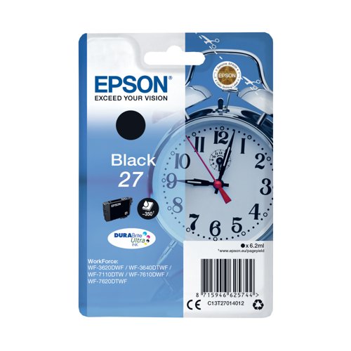 Epson 27 Alarm Clock DURABrite Ultra Ink Cartridge Black C13T27014012