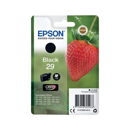 Epson 29 Strawberry Claria Home Ink Cartridge Black C13T29814012