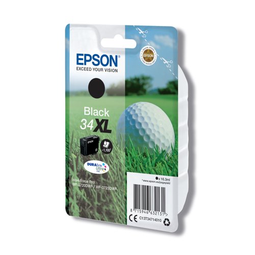 Epson 34XL Golf Ball DURABrite Ultra Ink Cartridge High Yield Black C13T34714010