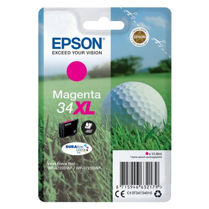 Epson 34XL Golf Ball DURABrite Ultra Ink Cartridge High Yield Magenta C13T34734010