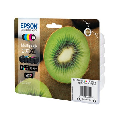 Epson 202XL Kiwi Claria Premium Ink Cartridge High Yield CMYK/Photo Black Multipack C13T02G74010