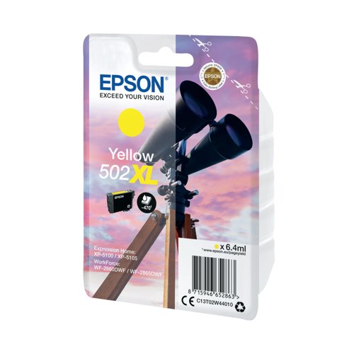 Epson 502XL Binoculars Ink Cartridge High Yield Yellow C13T02W44010